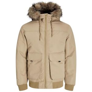 JACK & JONES Jjconstruct Faux Fur Bomberjacka för män, Elmwood, S JACK & JONES Jjconstruct Faux Fur Bomberjacka för män, Elmwood, S