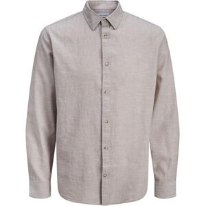 JACK & JONES Jjesummer linne Blend skjorta L/S Sn, String, L JACK & JONES Jjesummer linne Blend skjorta L/S Sn, String, L