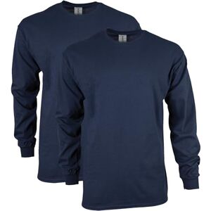 Gildan Herr Ultra Cotton Långärmad T-shirt (förpackning med 2), Marinblå (2-pack), M Gildan Herr Ultra Cotton Långärmad T-shirt (förpackning med 2), Marinblå (2-pack), M