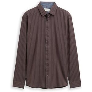 TOM TAILOR herrskjorta, 39357 – brun marinblå fin randig, XL TOM TAILOR herrskjorta, 39357 – brun marinblå fin randig, XL