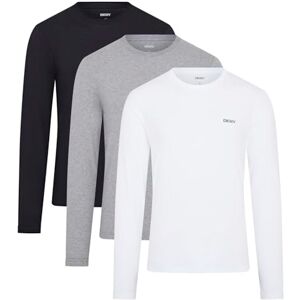 DKNY Långärmad herrtopp med smal passform i svart/vit/grå med rund hals och märkeslogotyp – 100% bomull supermjuka och bekväma myskläder, Svart/vit/grå, S DKNY Långärmad herrtopp med smal passform i svart/vit/grå med rund hals och märkeslogotyp – 100% bomull supermjuka och bekväma myskläder, Svart/vit/grå, S