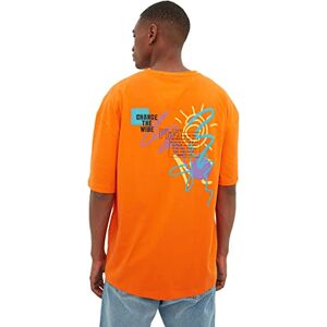 Trendyol Trendyl män avslappnad passform tryckt kortärmad t-shirt, apelsin, S Trendyol Trendyl män avslappnad passform tryckt kortärmad t-shirt, apelsin, S