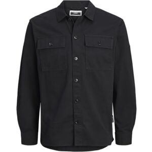 JACK & JONES Jcogrid Classic Overshirt Ls, svart, S JACK & JONES Jcogrid Classic Overshirt Ls, svart, S