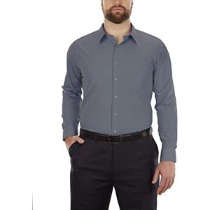 Van Heusen Långärmad skjorta för män, Big Fit Poplin, Grå, 18.5 Neck / 34-35 Sleeve Van Heusen Långärmad skjorta för män, Big Fit Poplin, Grå, 18.5 Neck / 34-35 Sleeve