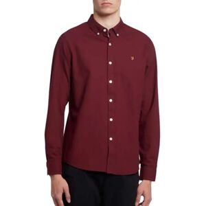 Farah Rutig skjorta för män långärmad krage, Bordeaux, XL Farah Rutig skjorta för män långärmad krage, Bordeaux, XL