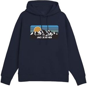 JACK & JONES Jjpeak Sweat Hood Huvtröja för män, marinblå blazer, S JACK & JONES Jjpeak Sweat Hood Huvtröja för män, marinblå blazer, S