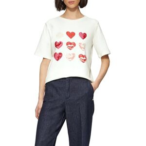 s.Oliver BLACK LABEL T-shirt med hjärtkonstverk, 02d4, 44 s.Oliver BLACK LABEL T-shirt med hjärtkonstverk, 02d4, 44