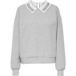 ONLY Onlwillow L/S O-Neck Emb. Ub SWT, Ljusgrå melange, S ONLY Onlwillow L/S O-Neck Emb. Ub SWT, Ljusgrå melange, S