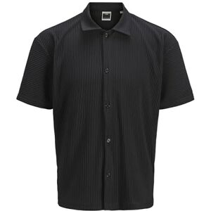 JACK & JONES Jcointerlude Plisse Shirt Ss, svart, XXL JACK & JONES Jcointerlude Plisse Shirt Ss, svart, XXL