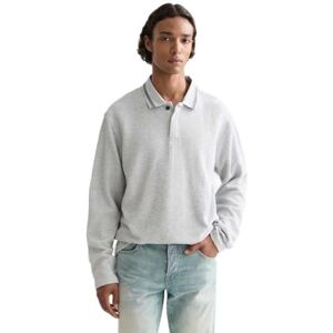 Scotch & Soda långärmad poloskjorta med avslappnad passform, Grå melange 050, L Scotch & Soda långärmad poloskjorta med avslappnad passform, Grå melange 050, L