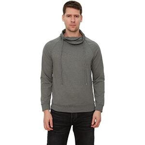 Trendyol Herr antracit normal passform degaje krage långärmad basic tröja, M Trendyol Herr antracit normal passform degaje krage långärmad basic tröja, M