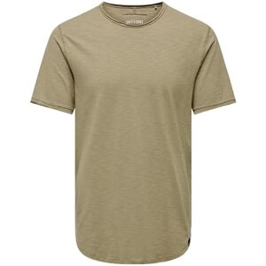 Only & Sons Men O&S Round Neck T-Shirt Long Plain Shortsleeve Shirt Basic Cotton ONSBENNE, Color:Beige, Size:S Only & Sons Men O&S Round Neck T-Shirt Long Plain Shortsleeve Shirt Basic Cotton ONSBENNE, Color:Beige, Size:S