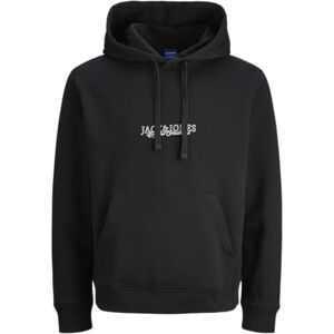 JACK & JONES Jorbleecker Minimal Sweat Hood, svart, S JACK & JONES Jorbleecker Minimal Sweat Hood, svart, S