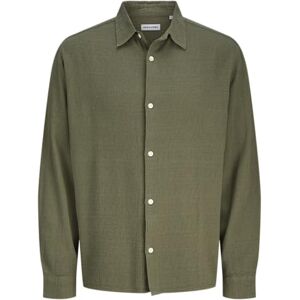 JACK & JONES Jjleo Jacquard Shirt Ls, Dammig oliv, XS JACK & JONES Jjleo Jacquard Shirt Ls, Dammig oliv, XS