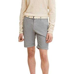 TOM TAILOR Denim Herr Chino Bermuda shorts med bälte 1031436, 26834 Grey Small Broken Square, S TOM TAILOR Denim Herr Chino Bermuda shorts med bälte 1031436, 26834 Grey Small Broken Square, S