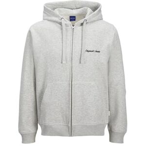 JACK & JONES Jornorrebro Emb Sweat Zip Hood Noos, Vit melange, S JACK & JONES Jornorrebro Emb Sweat Zip Hood Noos, Vit melange, S