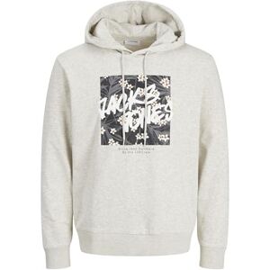 JACK & JONES Jjhawaii Shape Sweat Hood, Vit melange, S JACK & JONES Jjhawaii Shape Sweat Hood, Vit melange, S