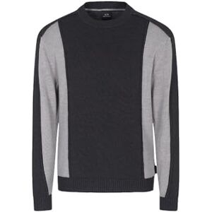 Giorgio Armani herr tvåfärgad färgad kontrast långärmad rund krage tröja tröja, Grå Mel Dark, XL Giorgio Armani herr tvåfärgad färgad kontrast långärmad rund krage tröja tröja, Grå Mel Dark, XL