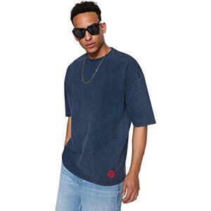 Trendyol Man överdimensionerad bas rund hals vävd t-shirt, indigo, XL, Indigo, XL Trendyol Man överdimensionerad bas rund hals vävd t-shirt, indigo, XL, Indigo, XL