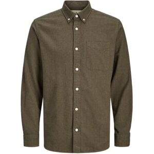 JACK & JONES Jprblubrook Twill Solid L/S Shirt Sn, Sten grå, S JACK & JONES Jprblubrook Twill Solid L/S Shirt Sn, Sten grå, S