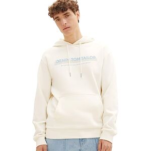 TOM TAILOR Denim herr huvtröja sweatshirt med logotyptryck, 10338-soft ljus beige, XXL TOM TAILOR Denim herr huvtröja sweatshirt med logotyptryck, 10338-soft ljus beige, XXL