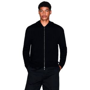 Giorgio Armani Cozy, långärmad Back Logo Patch Hood Cardigan Tröja, svart, M Giorgio Armani Cozy, långärmad Back Logo Patch Hood Cardigan Tröja, svart, M