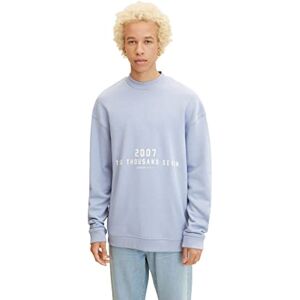 TOM TAILOR Denim Herr Avslappnad sweatshirt med tryck 1032769, 11486 Brunnera Blue, XS TOM TAILOR Denim Herr Avslappnad sweatshirt med tryck 1032769, 11486 Brunnera Blue, XS