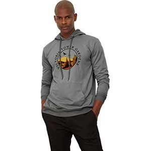 Trendyol Herrhuva med slogan vanlig sweatshirt, grå, S, Grått, S Trendyol Herrhuva med slogan vanlig sweatshirt, grå, S, Grått, S