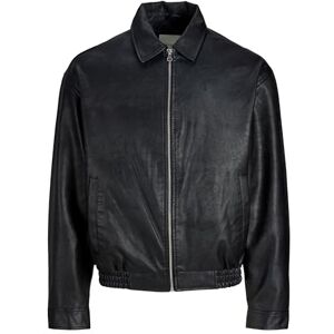 JACK & JONES Jjleon Pu Bomber, svart, M JACK & JONES Jjleon Pu Bomber, svart, M
