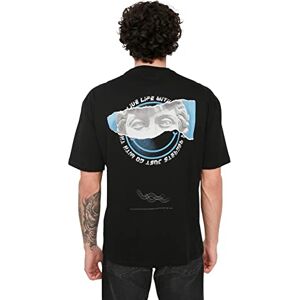 Trendyol Herr vanlig bas rund hals stickade T-shirts, Svart, L Trendyol Herr vanlig bas rund hals stickade T-shirts, Svart, L