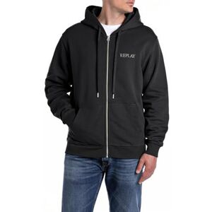 Replay herr regular fit sweatjacka med dragkedja och huva, 098 svart, M Replay herr regular fit sweatjacka med dragkedja och huva, 098 svart, M