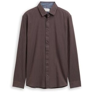 TOM TAILOR herrskjorta, 39357 – brun marinblå fin randig, XXL TOM TAILOR herrskjorta, 39357 – brun marinblå fin randig, XXL