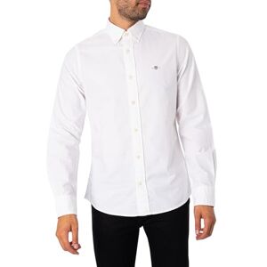 GANT Slim Oxford-skjorta för män, klassisk skjorta, vit, standard, Vit, XXL GANT Slim Oxford-skjorta för män, klassisk skjorta, vit, standard, Vit, XXL