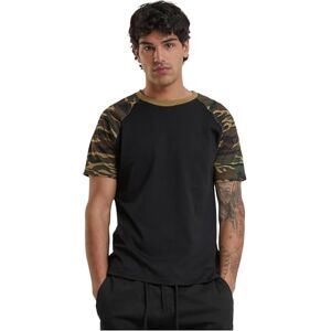 Urban Classics T-shirt för män med raglan kontrast, Svart/Woodcamo, S Urban Classics T-shirt för män med raglan kontrast, Svart/Woodcamo, S