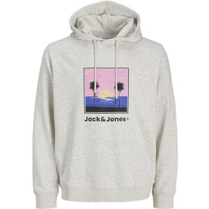 JACK & JONES Jjperry Sweat Hood, Vit melange, S JACK & JONES Jjperry Sweat Hood, Vit melange, S