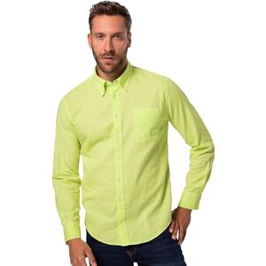 JP 1880 , Män, stora storlekar, linneblandning, långärmad, buttondown-krage, modern passform, Neongul, XXL JP 1880 , Män, stora storlekar, linneblandning, långärmad, buttondown-krage, modern passform, Neongul, XXL