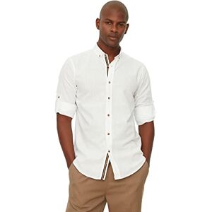 Trendyol Herr vit herr button revers apolent smal passform långärmad tröja tröja, extra stor Trendyol Herr vit herr button revers apolent smal passform långärmad tröja tröja, extra stor