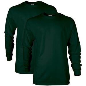 Gildan Herr Ultra Cotton Långärmad T-shirt (förpackning med 2), Skogsgrön (2-pack), L Gildan Herr Ultra Cotton Långärmad T-shirt (förpackning med 2), Skogsgrön (2-pack), L