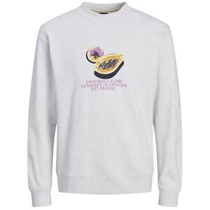 JACK & JONES JORTAMPA varumärke sweat crew neck, Vit melange, XS JACK & JONES JORTAMPA varumärke sweat crew neck, Vit melange, XS