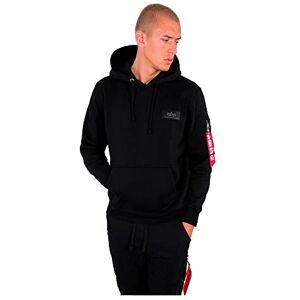 Alpha Industries Hoody med ryggtryck och kamouflagetryck Huvtröja för män Black/Woodland Alpha Industries Hoody med ryggtryck och kamouflagetryck Huvtröja för män Black/Woodland