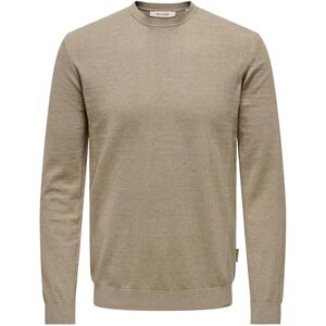 Only & Sons stickad tröja för män, Öken taupe/detalj: melerad, M Only & Sons stickad tröja för män, Öken taupe/detalj: melerad, M