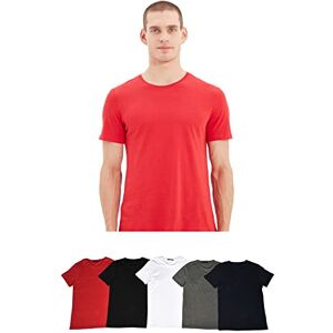 Trendyol Herr flerfärgad herr basic slim fit 5-pack cykelhalsband kortärmad t-shirt, multifärg, S Trendyol Herr flerfärgad herr basic slim fit 5-pack cykelhalsband kortärmad t-shirt, multifärg, S