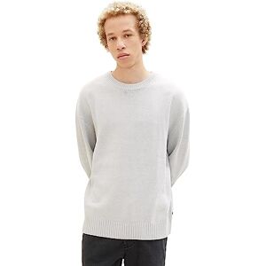 TOM TAILOR Denim herr lös passform crew-neck stickad tröja, 15398-ljus stengrå melerad, XL TOM TAILOR Denim herr lös passform crew-neck stickad tröja, 15398-ljus stengrå melerad, XL
