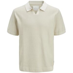 JACK & JONES herr Jprcceaston Knit delad hals Ss, Whitecap grå, S JACK & JONES herr Jprcceaston Knit delad hals Ss, Whitecap grå, S