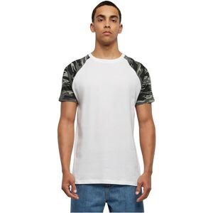 Urban Classics herr baseball t-shirt, kontrast kortärmad t-shirt, sportskjorta, rund hals, 100% jersey bomull tillgänglig, storlekar: S-5XL, Vit/Darkcamo, S Urban Classics herr baseball t-shirt, kontrast kortärmad t-shirt, sportskjorta, rund hals, 100% jersey bomull tillgänglig, storlekar: S-5XL, Vit/Darkcamo, S