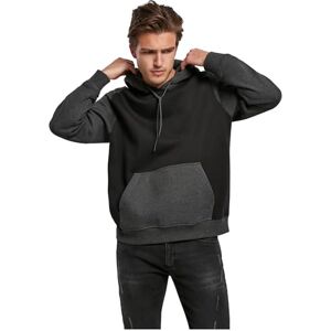 Urban Classics Huvtröja för män, Svart/träkol, S plus size Urban Classics Huvtröja för män, Svart/träkol, S plus size