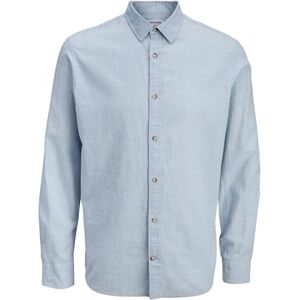 JACK & JONES Jjesummer linne Blend skjorta L/S Sn, Himmelsk blå, XL JACK & JONES Jjesummer linne Blend skjorta L/S Sn, Himmelsk blå, XL