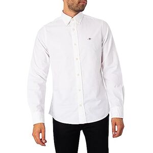 GANT Slim Oxford-skjorta för män, klassisk skjorta, vit, standard, Vit, 3XL GANT Slim Oxford-skjorta för män, klassisk skjorta, vit, standard, Vit, 3XL