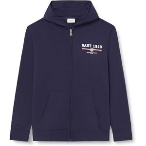 GANT huvtröja för män med full dragkedja, Kvällsblå, L GANT huvtröja för män med full dragkedja, Kvällsblå, L