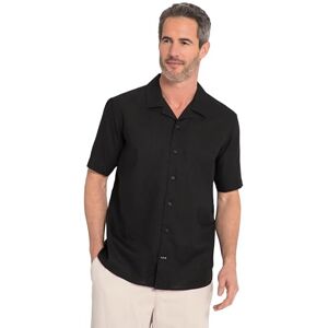 JP 1880 , Män, stora storlekar, linneblandning, halvkort ärm, kubakrage, modern passform, svart, 4XL JP 1880 , Män, stora storlekar, linneblandning, halvkort ärm, kubakrage, modern passform, svart, 4XL